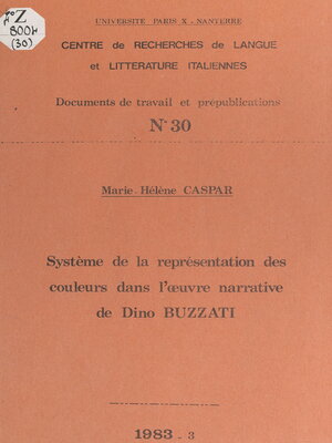 cover image of Système de la représentation des couleurs dans l'œuvre narrative de Dino Buzzati